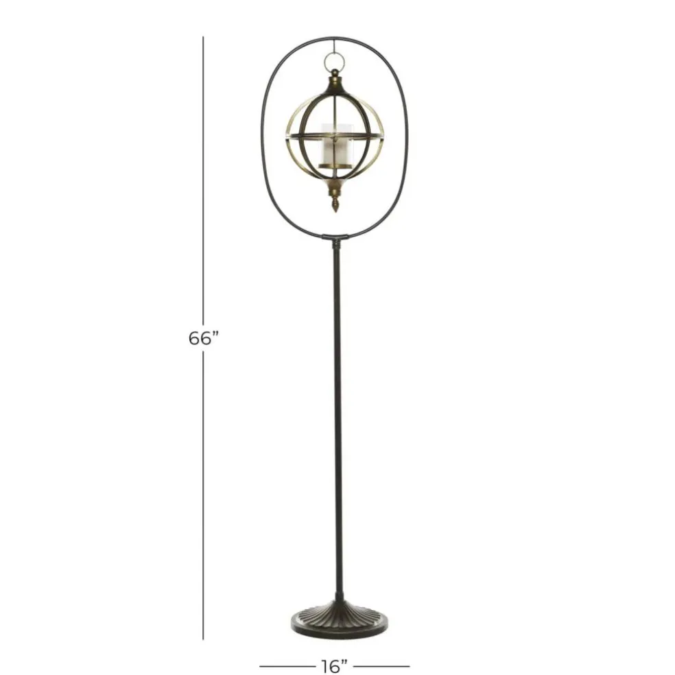 Bronze Iron Modern Candle Holder Lantern, 66" x 16" x 11"
