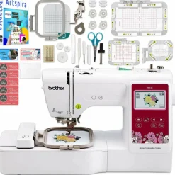Brother PE545 Embroidery Machine with Magnetic Hoop Set & Thread