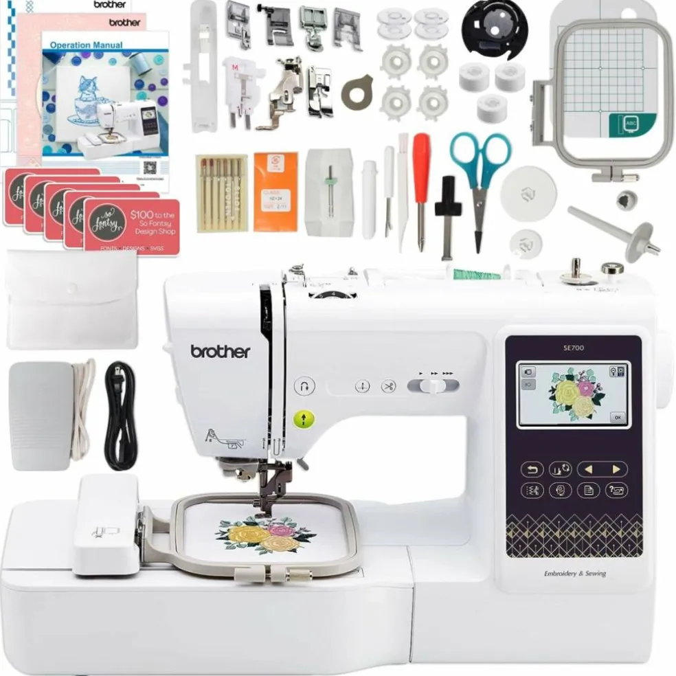 Brother SE700 Embroidery & Sewing Machine w/ 90 Spools & Accessories