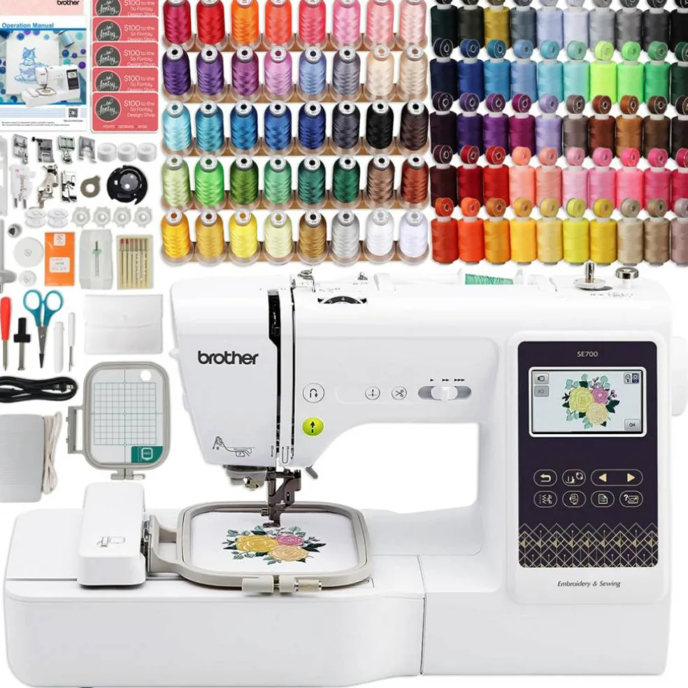 Brother SE700 Embroidery & Sewing Machine w/ 90 Spools & Accessories