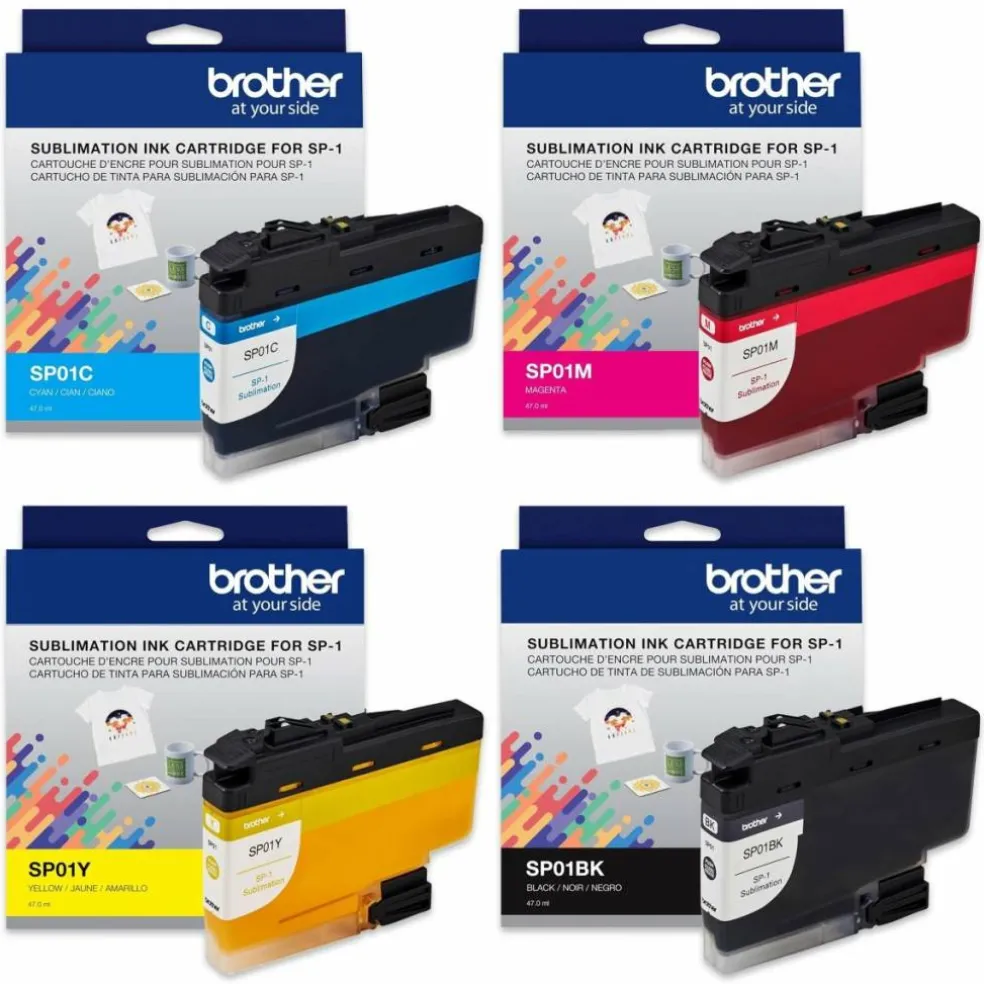 Brother SP-1 Sublimation Ink Refill Cartridge CMYK Set with 50pc Blank Pack