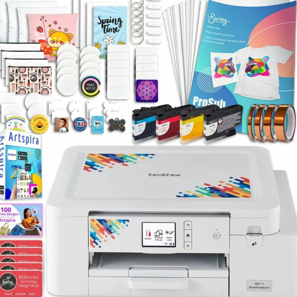 Brother SP-1 Sublimation Printer with Skitch Embroidery Machine Bundle