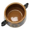 8" Brown and Black Hand Painted Stoneware Planter with Handles