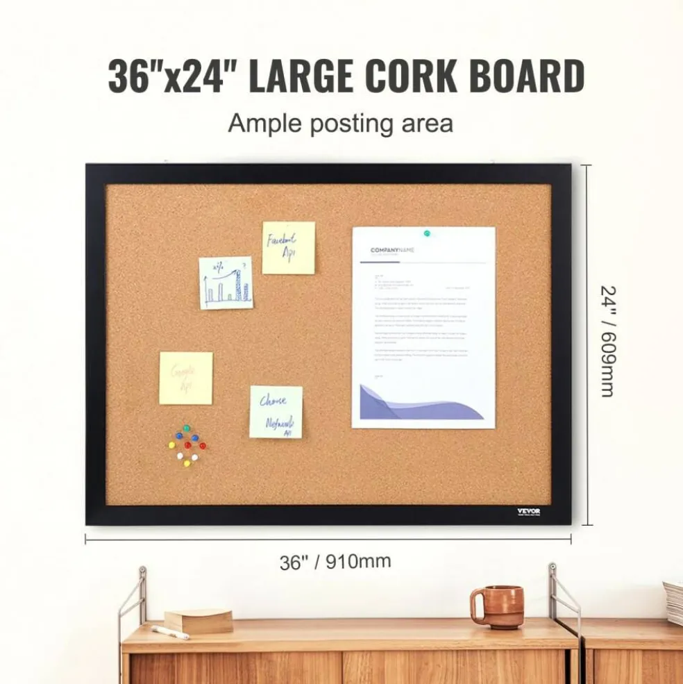 Brown Cork & Corrugated Paper Double-Sided Bulletin Board with MDF Frame