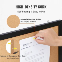 Brown Cork & Corrugated Paper Double-Sided Bulletin Board with MDF Frame