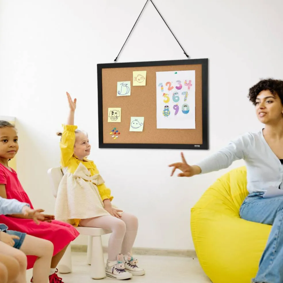 Brown Cork & Corrugated Paper Double-Sided Bulletin Board with MDF Frame