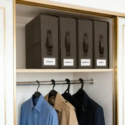 Brown Fabric Foldable Closet Organizer Boxes, 2-Size Set with Handles