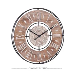 Brown Farmhouse Wood Wall Clock, 34