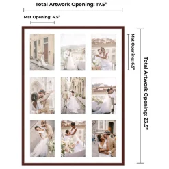 Brown Finish Collage Frame - White Mat, 20 Frame Sizes to Choose From, UV Acrylic, Wall Hanging Hardware, Vertical or Horizontal Display