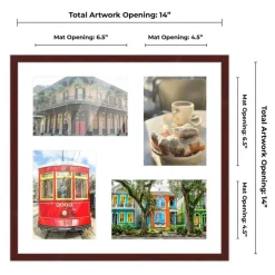 Brown Finish Collage Frame - White Mat, 20 Frame Sizes to Choose From, UV Acrylic, Wall Hanging Hardware, Vertical or Horizontal Display