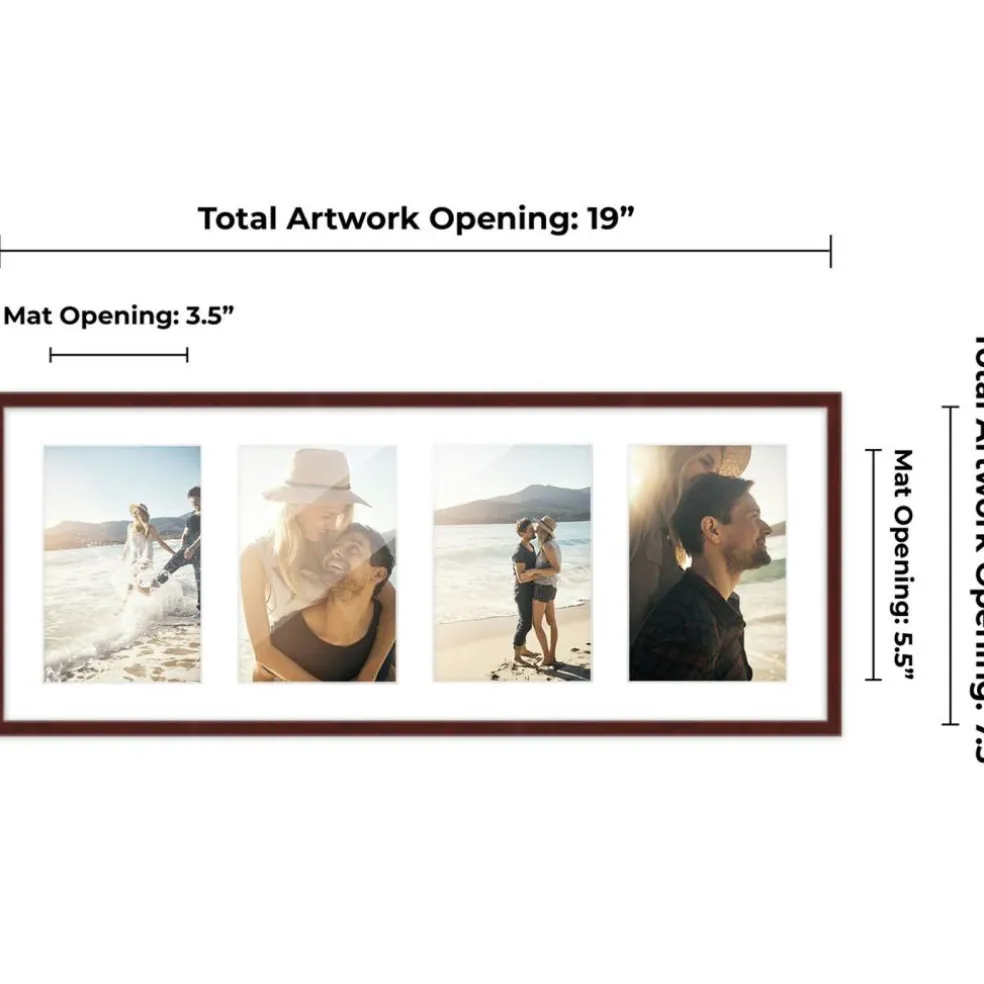 Brown Finish Collage Frame - White Mat, 20 Frame Sizes to Choose From, UV Acrylic, Wall Hanging Hardware, Vertical or Horizontal Display