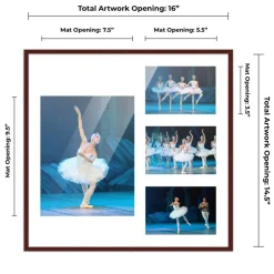 Brown Finish Collage Frame - White Mat, 20 Frame Sizes to Choose From, UV Acrylic, Wall Hanging Hardware, Vertical or Horizontal Display