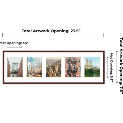 Brown Finish Collage Frame - White Mat, 20 Frame Sizes to Choose From, UV Acrylic, Wall Hanging Hardware, Vertical or Horizontal Display