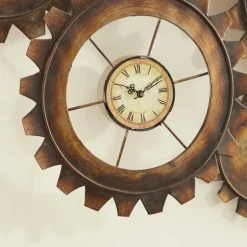 Brown Industrial Metal Wall Clock