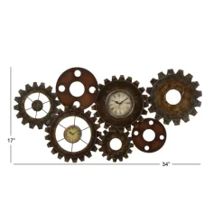 Brown Industrial Metal Wall Clock