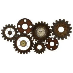 Brown Industrial Metal Wall Clock
