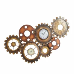 Brown Industrial Metal Wall Clock