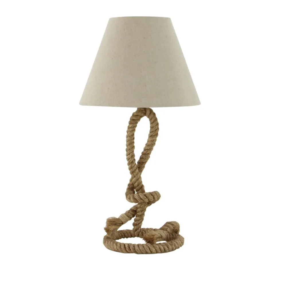 Brown Jute Rope and Iron Rustic Table Lamp, 29" x 15" x 15"