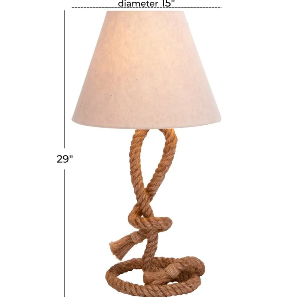 Brown Jute Rope and Iron Rustic Table Lamp, 29" x 15" x 15"