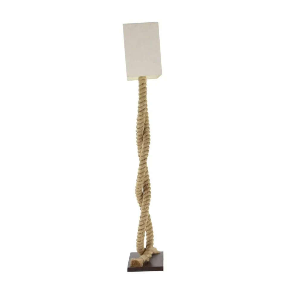 Brown Jute Rope and Iron Rustic Floor Lamp, 63" x 20" x 9"