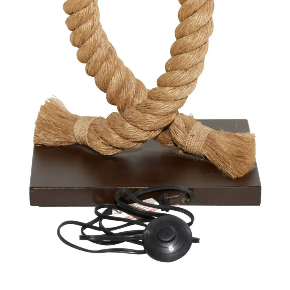 Brown Jute Rope and Iron Rustic Floor Lamp, 63" x 20" x 9"