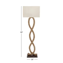 Brown Jute Rope and Iron Rustic Floor Lamp, 63