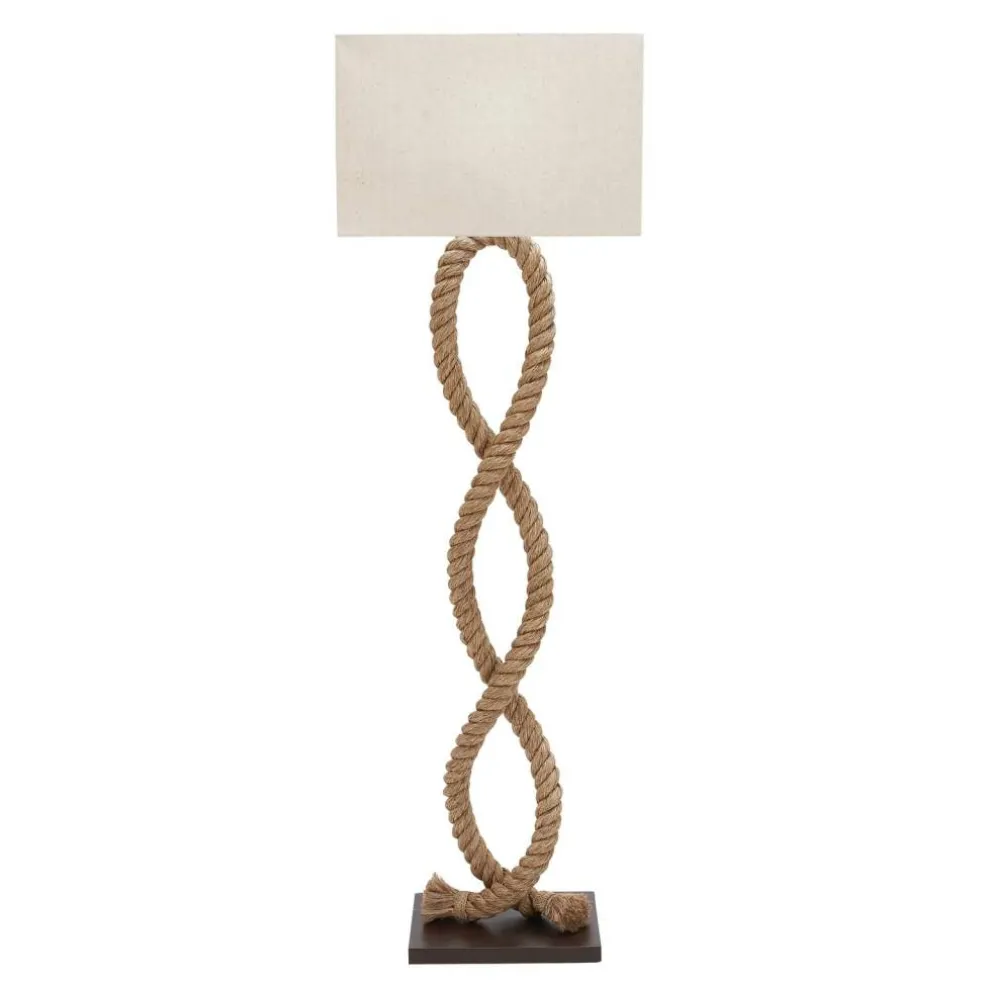 Brown Jute Rope and Iron Rustic Floor Lamp, 63" x 20" x 9"