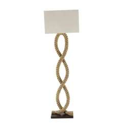 Brown Jute Rope and Iron Rustic Floor Lamp, 63