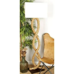 Brown Jute Rope and Iron Rustic Floor Lamp, 63