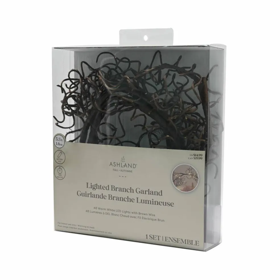 5.25" Brown Lighted Branch Garland by Ashland®