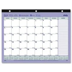 Brownline 11 in. x 8.5 in. 13-Month (Jul 2025-2026) Academic Binder-Insertable Desk Pad Calendar - White/Blue/Green Sheets