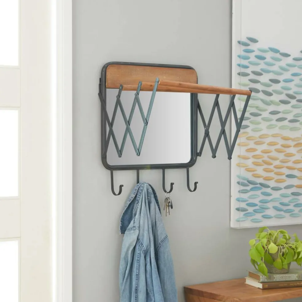 Brown Metal Industrial Wall Hook, 19" x 19" x 14"