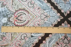 Brown-Orange-Multi Nylon Tile Baroque Printed Sheer Woven Fabric By the Yard