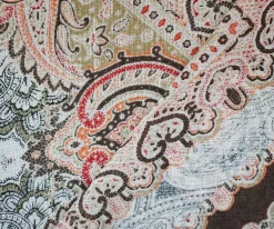 Brown-Orange-Multi Nylon Tile Baroque Printed Sheer Woven Fabric By the Yard
