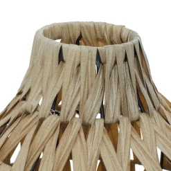 Brown Plastic Rattan Handmade Woven Vase with Black Metal Base 14