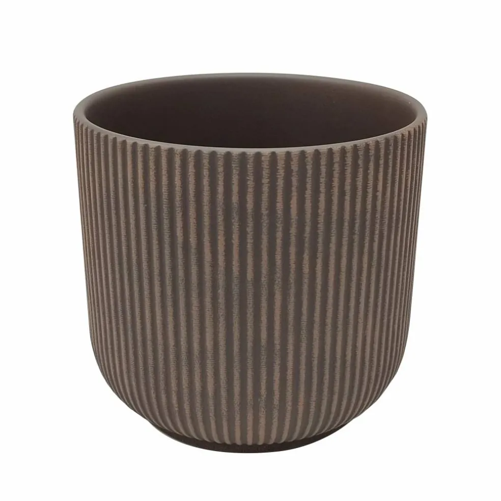 7.5" Brown Ridged Ceramic Pot by Ashland®