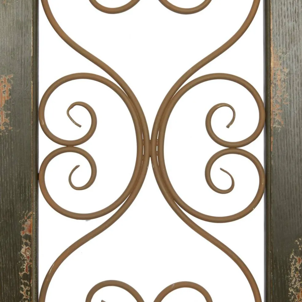 Brown Rustic Ornamental Metal Wall Decor, 48" x 15"