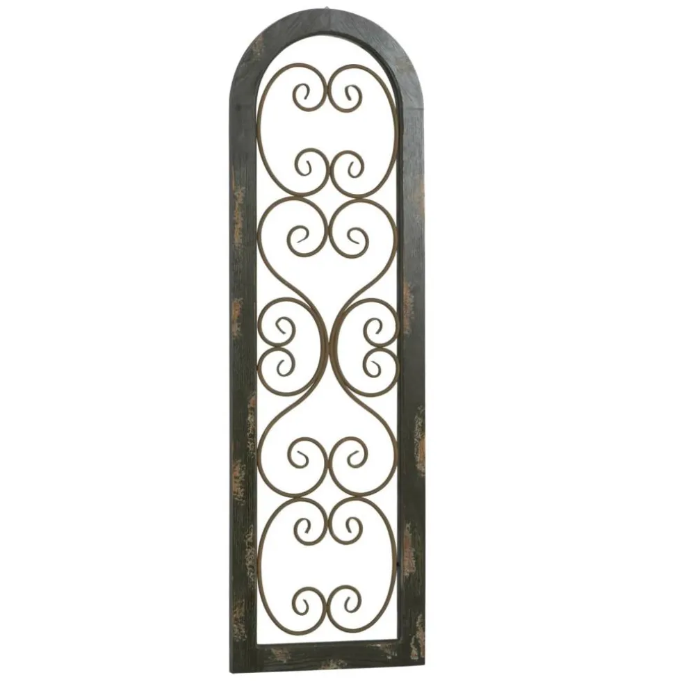 Brown Rustic Ornamental Metal Wall Decor, 48" x 15"