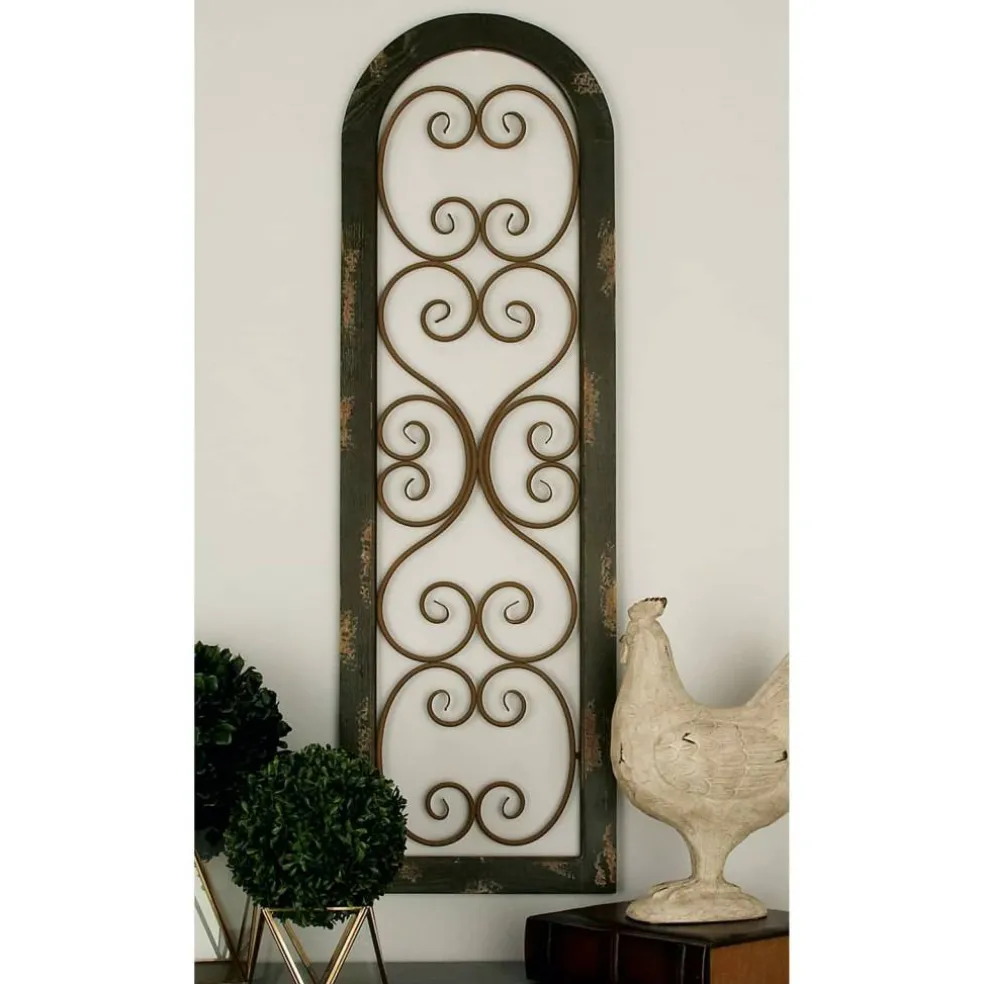 Brown Rustic Ornamental Metal Wall Decor, 48" x 15"