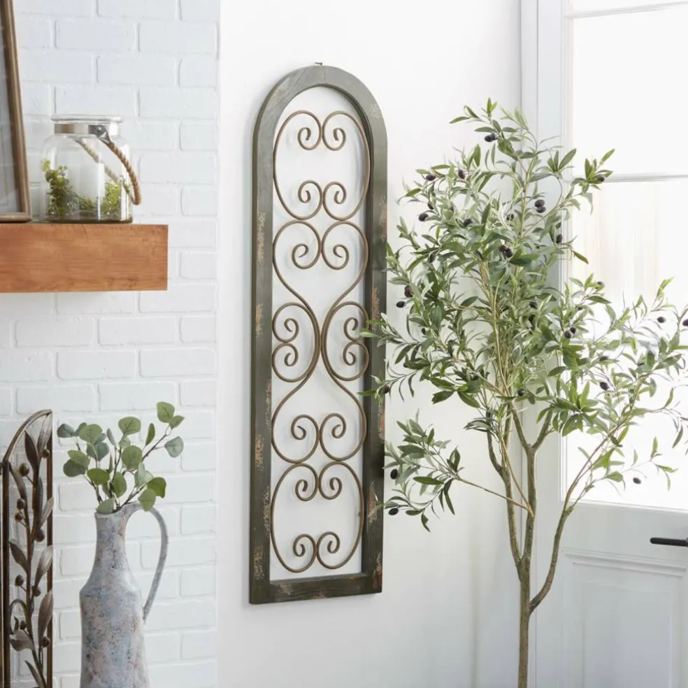 Brown Rustic Ornamental Metal Wall Decor, 48" x 15"