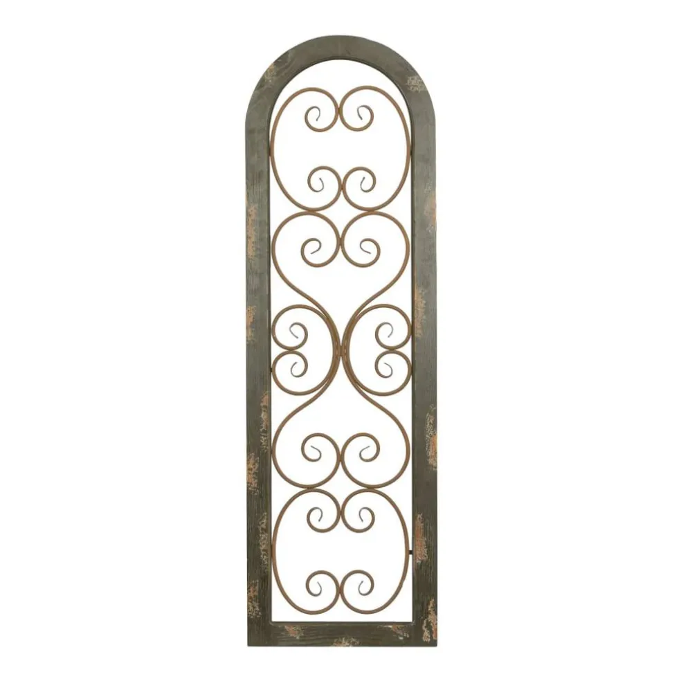 Brown Rustic Ornamental Metal Wall Decor, 48" x 15"