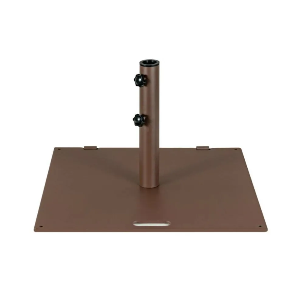 Brown Steel Patio Umbrella Base with Wheels and Adjustable Pole Holder