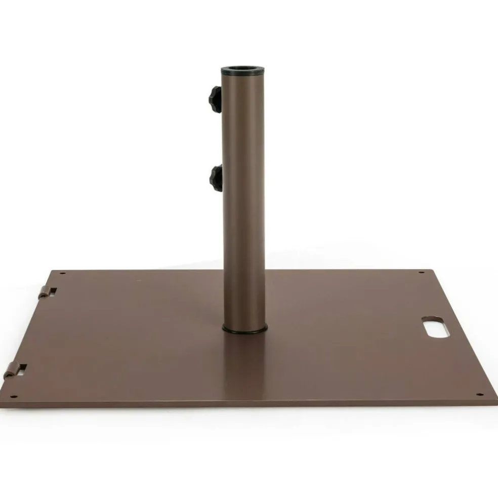 Brown Steel Patio Umbrella Base with Wheels 3 Adapters Square Design