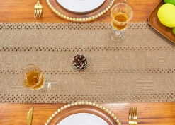 Brown Table Runner Boho Fall Burlap Coffee with Tassels 72 Inches Long for Farmhouse Home Decor Modern for Bohemian Dining Bedroom Decor Rustic Style
