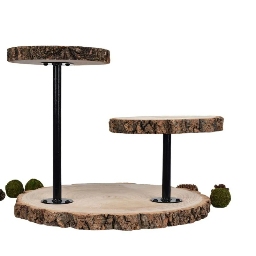 14" Brown 3 Tier Wood Dessert Stand