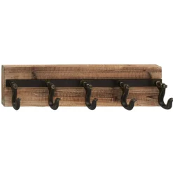 Brown Wood Industrial Wall Hooks, 6