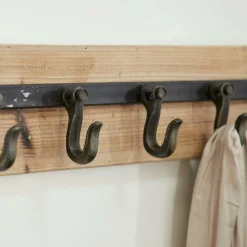 Brown Wood Industrial Wall Hooks, 6