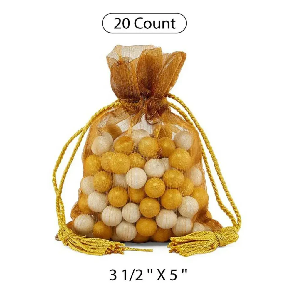 Brushed Organza Pouch with Tassels 3 1/2" x 5"