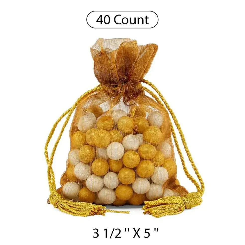 Brushed Organza Pouch with Tassels 3 1/2" x 5"