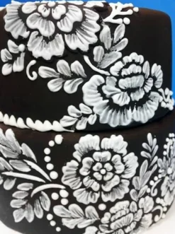 Brush Embroidery Flower Cookie Stencil Set | C790 by Designer Stencils | Cookie Decorating Tools | Baking Stencils for Royal Icing, Airbrush, Dusting Powder | Reusable Plastic Food Grade Stencil for Cookies | Easy to Use & Clean Cookie Stencil